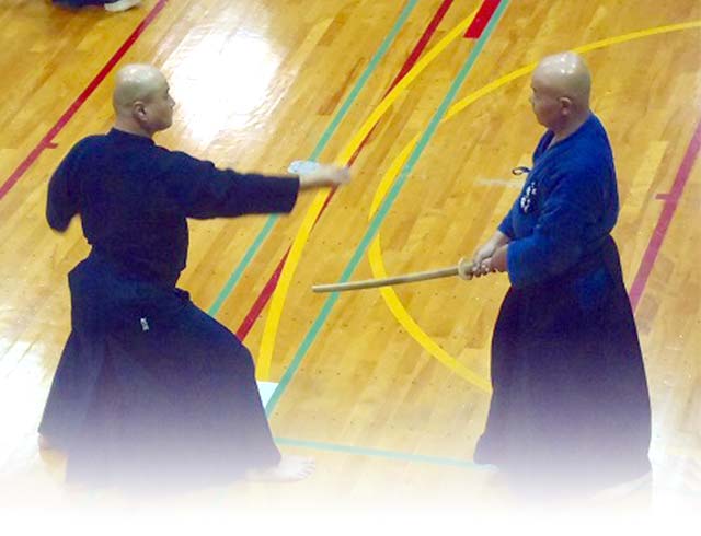 Photo of Hoshu Dojo head instructor Goto Sensei performing kata